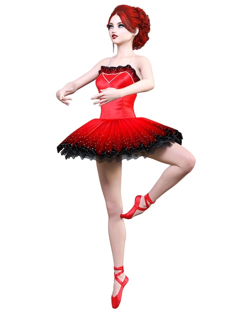 Ballerina 3D in tutù rosso