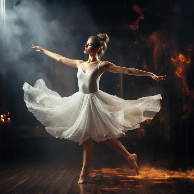 Ballerina che balla con il fuoco