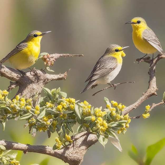 Ballerina gialla occidentale un piccolo uccello giallo con piume bianche e nere grigie e un essere giallo brillante