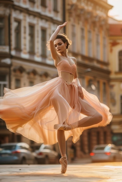 Ballerina in costume color pesca