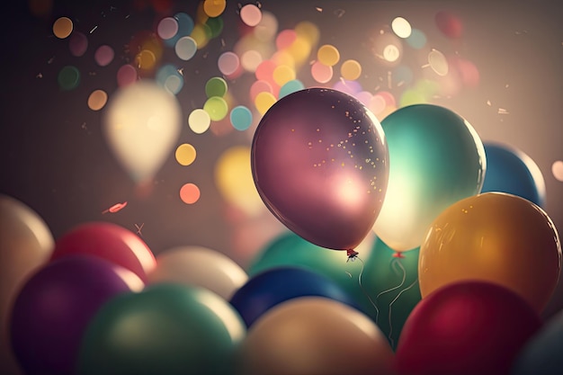 Balloon Birthday Holiday sfondo illustrazione AI generativa