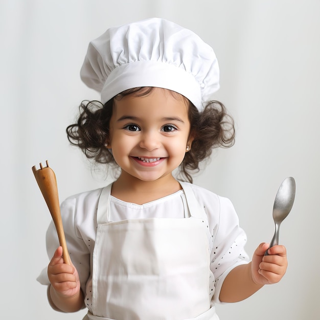 Bambina araba in cucina che cucina