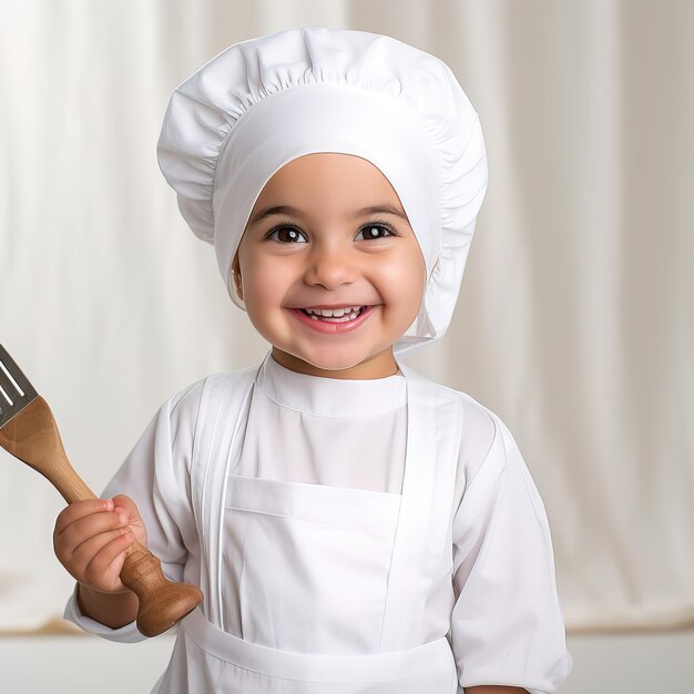 Bambina araba in cucina che cucina