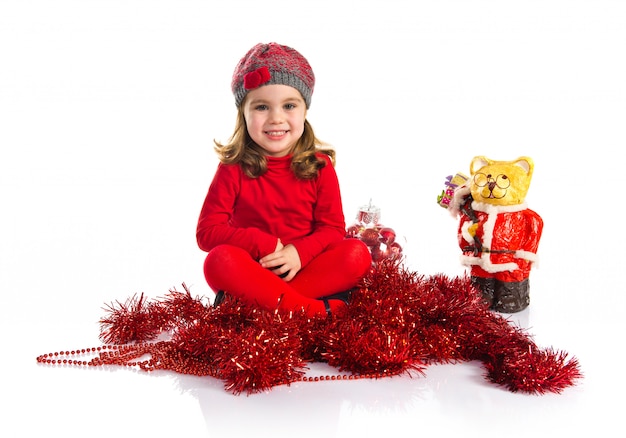 Bambina con elementi di Natale