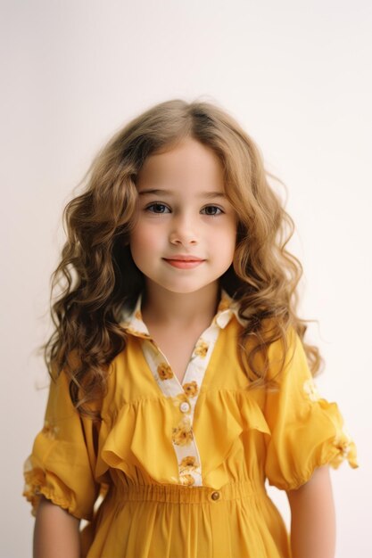 Bambina giovane una ragazza con i capelli lunghi ritratto in abito vintage