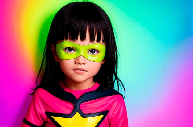 Bambina in costume da supereroe IA generativa