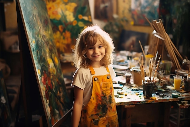 Bambina in studio d'arte