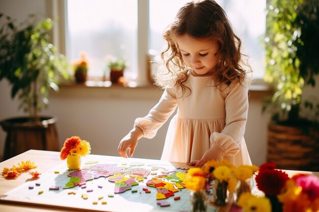 Bambina Montessori che impara coltivando curiosità e indipendenza
