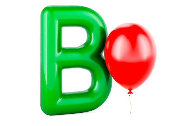 Bambini ABC Lettera B con rendering 3D a palloncino