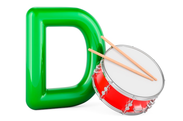 Bambini ABC Lettera D con tamburo rendering 3D