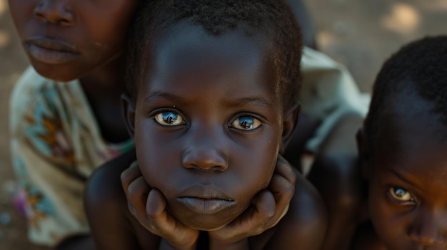 Bambini africani affamati mendicano cibo Malnutrizione ritratto di bambini rifugiati Africa povertà volti poveri di bambini ritratto