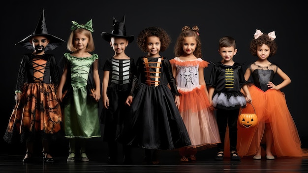 Bambini carini vestiti per la festa di Halloween