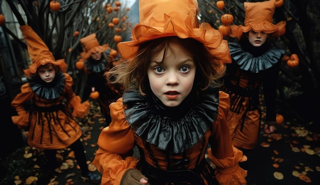 Bambini che celebrano halloween