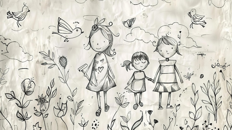 Foto bambini che disegnano carta da parati