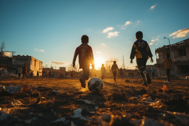 Bambini che giocano a calcio AI generativa