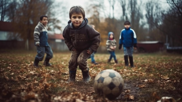 Bambini che giocano a calcio