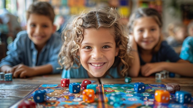 Bambini che giocano a un gioco da tavolo