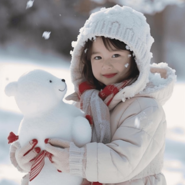 Bambini che giocano nella neve, pura felicità