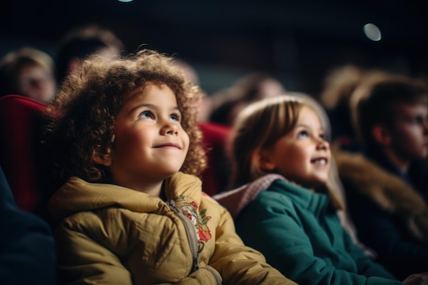 Bambini che guardano film al cinema IA generativa