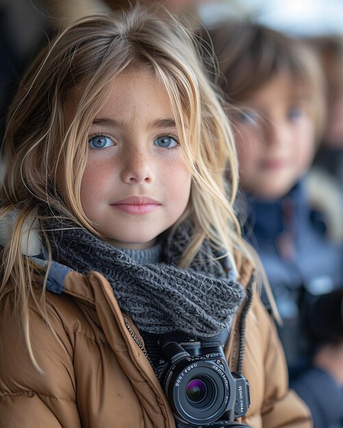 Bambini che partecipano a un club di fotografia