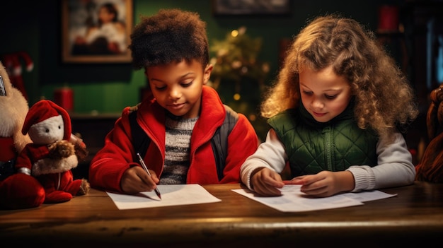 bambini che scrivono lettere a Babbo Natale Presente