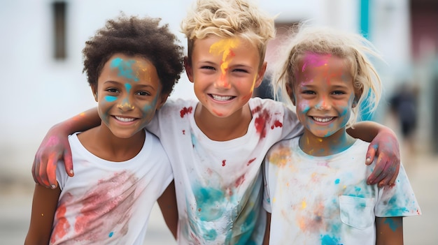 Bambini che si divertono con la pittura e la creatività