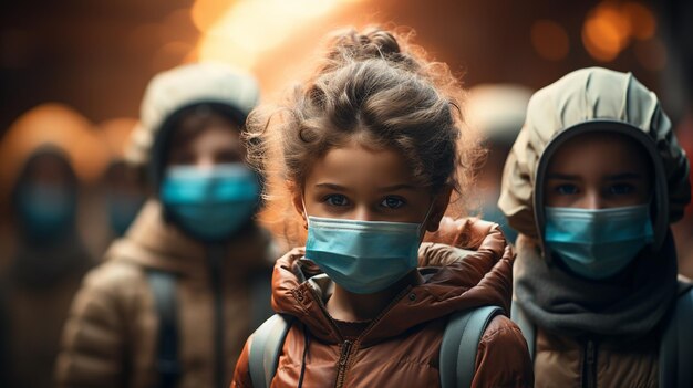 Bambini con le mascherine blocchiamo i virus