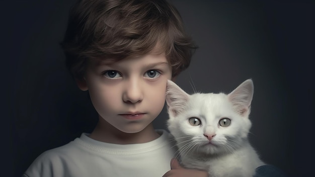 bambini con una carina IA generativa di gatti