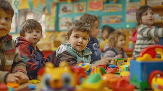 Bambini dell'asilo che giocano con i giocattoli aiga