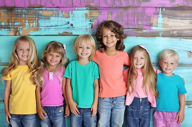 Bambini di moda giovani modelli bambini che posano per la telecamera