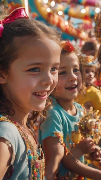 Bambini felici al carnevale