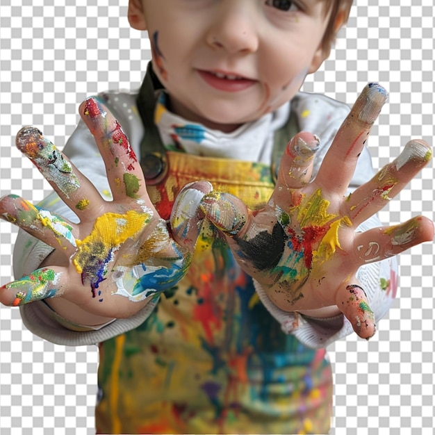 bambini felici con splash di pittura a mano