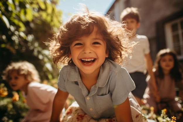 Bambini gioiosi al sole IA generativa