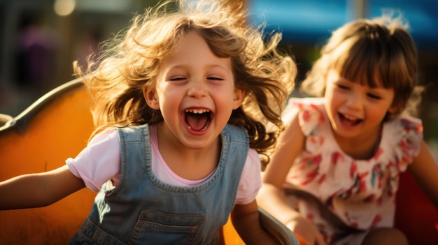 Bambini gioiosi che giocano Abbracciando la beatitudine dell'infanzia IA generativa