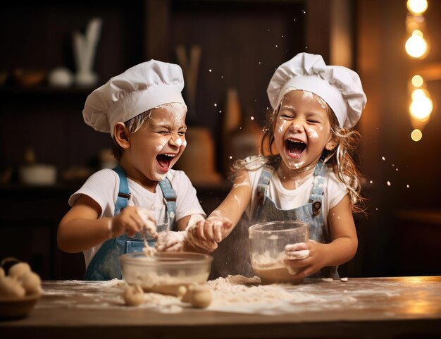 Bambini gioiosi preparano il cibo