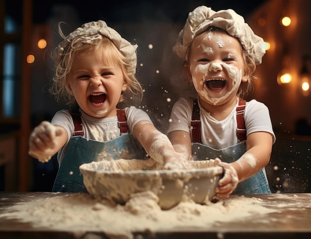 Bambini gioiosi preparano il cibo