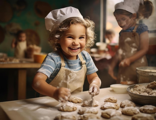 Bambini gioiosi preparano il cibo