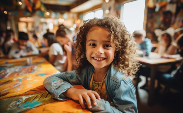 Bambini in classe di pittura