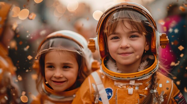 Bambini in costume di astronauta a una festa