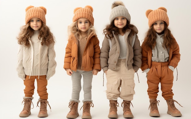 bambini invernali che indossano isolati su uno sfondo trasparente