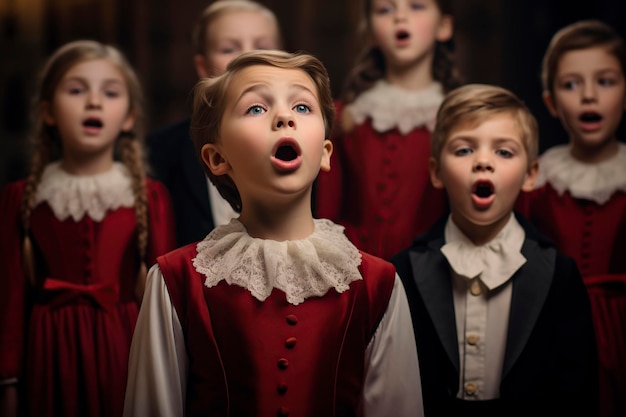 bambini piccoli che cantano felici nel coro