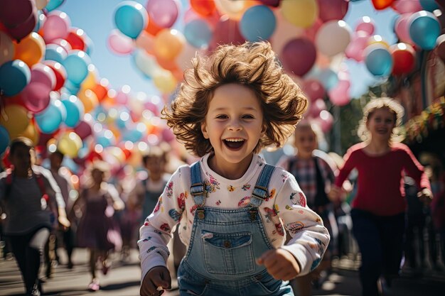 Bambini radiosi nel parco divertimenti IA generativa