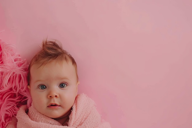 Bambino avvolto in una coperta rosa