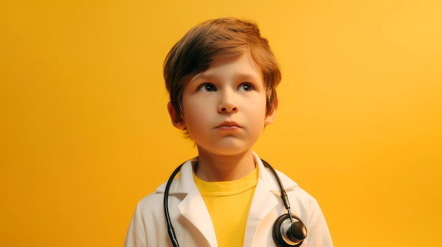 Bambino carino in cappotto medico Futuro concetto di carriera ai generato