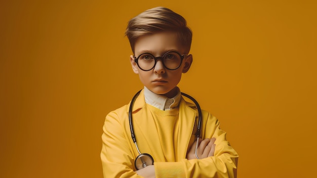 Bambino carino in cappotto medico Futuro concetto di carriera ai generato