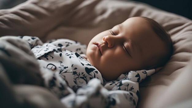 Bambino che dorme su un letto