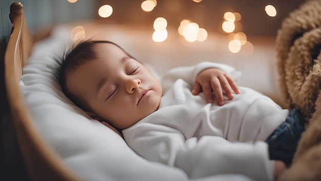 Bambino che dorme su un letto