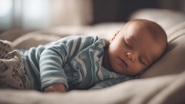 Bambino che dorme su un letto