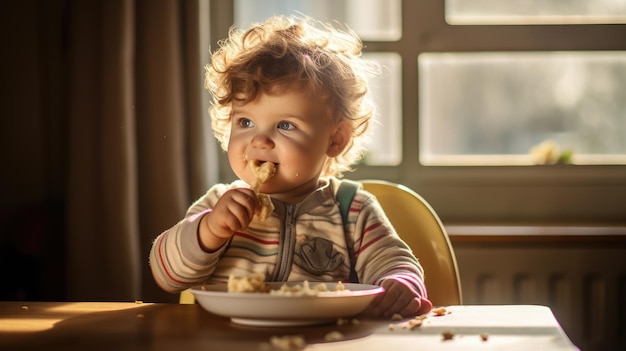 Bambino che mangia cibo