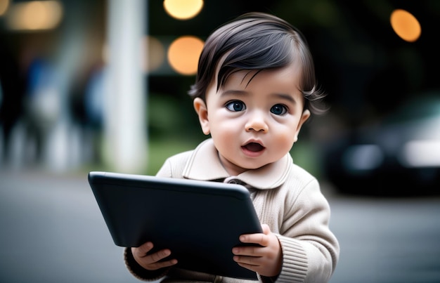 bambino che utilizza il tablet del computer